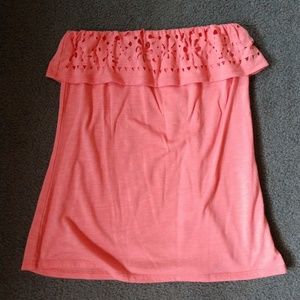 Coral strapless shirt